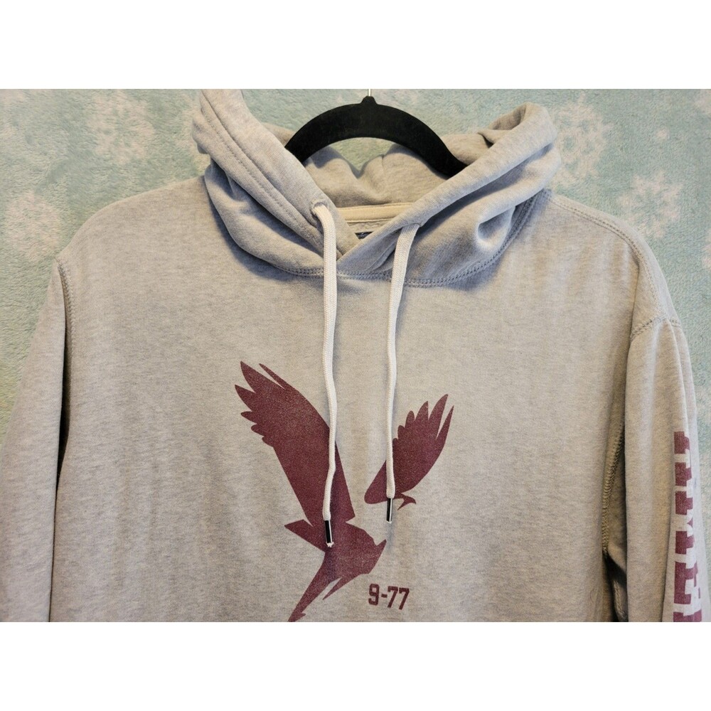 American Eagle Graphic Hoodie Gray Maroon Eagle Spellout Streetwear Y2k Mens M